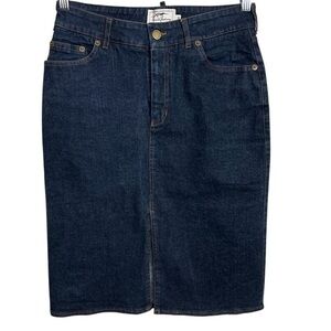 Thomas Burberry Denim Pencil Skirt Blue Size US 6 High Waist Dark Wash Classic